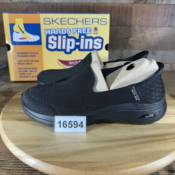 Skechers Slip-Ins Shoes Womens 9.5 Wide Black Arch Fit Hands Free Go Walk - Picture 1 of 10
